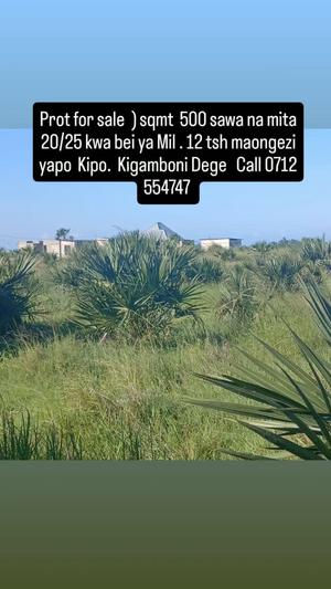 Kiwanja kinauzwa Kigamboni Dege, Dar Es Salaam sqm 500