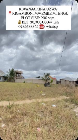Kiwanja kinauzwa Kigamboni Mwembemtengu, Dar Es Salaam (900 sqm) Kiwanja kinauzwa Kigamboni Mwembemtengu, Dar Es Salaam (900 sqm)