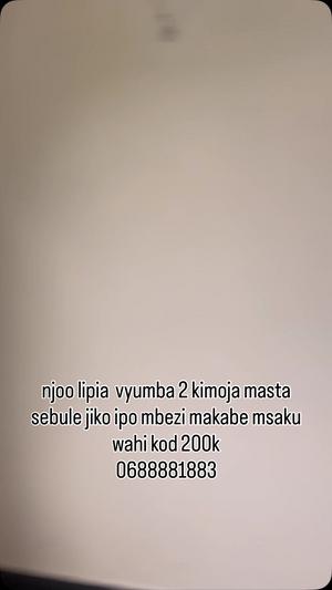 Nyumba ya vyumba viwili inapangishwa Mbezi Makabe Msaku, Dar Es Salaam