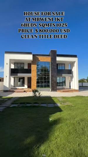 Nyumba ya vyumba 6 inauzwa Mbweni Jkt, Dar Es Salaam (1025 sqm)