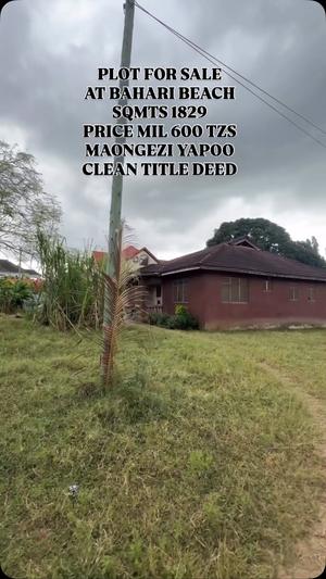 Plot for sale in Bahari Beach, Dar Es Salaam sqm 1829