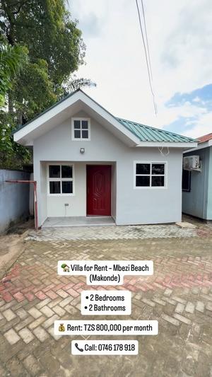 2 Bedrooms Villa for Rent in Mbezi Beach, Dar Es Salaam