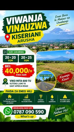 Kiwanja kinauzwa Kiseriani, Arusha Kiwanja kinauzwa Kiseriani, Arusha