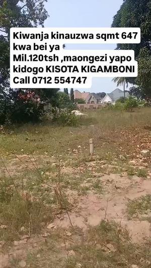 Plot for sale in Kisota Kigamboni, Dar Es Salaam sqm 647 Plot for sale in Kisota Kigamboni, Dar Es Salaam sqm 647