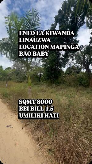 Kiwanja kinauzwa Mapinga Bao Baby, Pwani sqm 8000 Kiwanja kinauzwa Mapinga Bao Baby, Pwani sqm 8000
