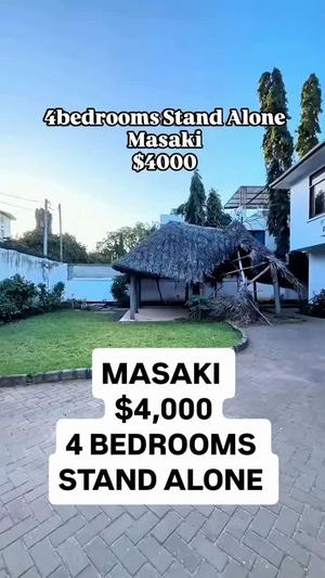 Nyumba ya vyumba vinne inapangishwa Masaki, Dar Es Salaam