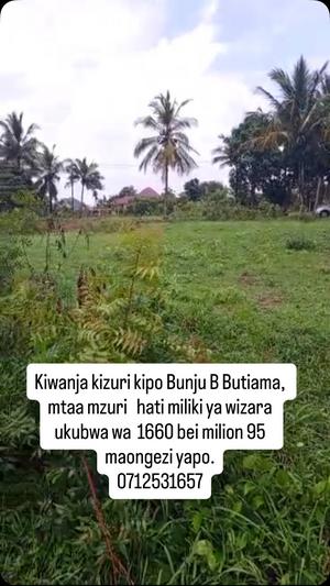 Kiwanja kinauzwa Bunju B Butiama, Dar Es Salaam sqm 1660 Kiwanja kinauzwa Bunju B Butiama, Dar Es Salaam sqm 1660