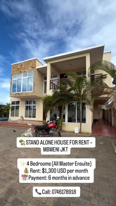 Nyumba ya vyumba vinne inapangishwa Mbweni JKT, Dar Es Salaam