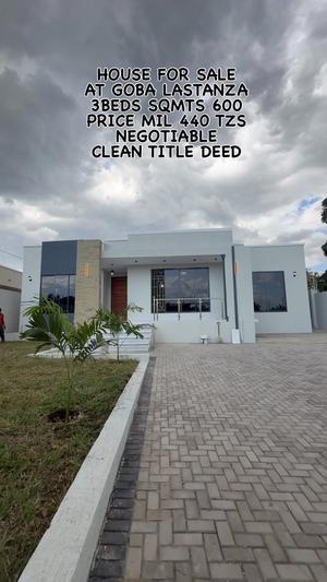 Nyumba ya vyumba vitatu inauzwa Goba Lastanza, Dar Es Salaam (600 sqm) Nyumba ya vyumba vitatu inauzwa Goba Lastanza, Dar Es Salaam (600 sqm)