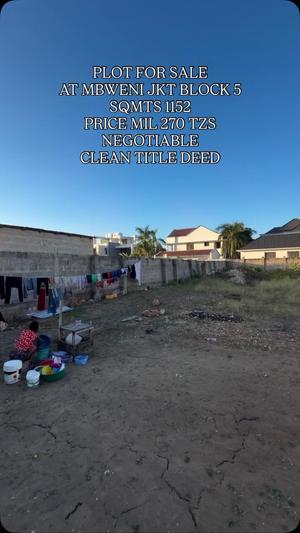 Kiwanja kinauzwa Mbweni JKT Block 5, Dar Es Salaam (1152 sqm)