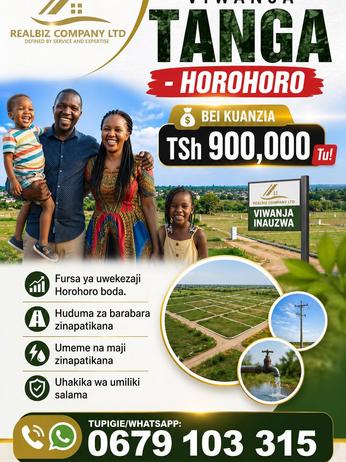 Residential Plots for Sale in Horohoro, Tanga (362 sqm) Residential Plots for Sale in Horohoro, Tanga (362 sqm)