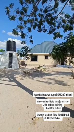 Nyumba ya vyumba vitatu inauzwa Pugu, Dar Es Salaam (800 sqm)