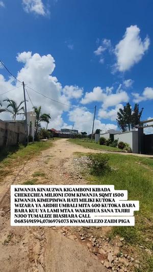 Kiwanja kinauzwa Kibada Chekechea, Dar Es Salaam sqm 1500