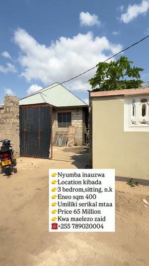 Nyumba ya vyumba vitatu inauzwa Kibada, Dar Es Salaam (400 sqm) Nyumba ya vyumba vitatu inauzwa Kibada, Dar Es Salaam (400 sqm)