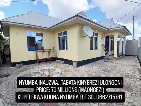Nyumba ya vyumba vitatu inauzwa Tabata Kinyerezi Ulongoni A, Dar Es Salaam (400 sqm)