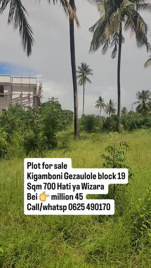 Kiwanja kinauzwa Kigamboni Gezaulole, Dar Es Salaam sqm 700