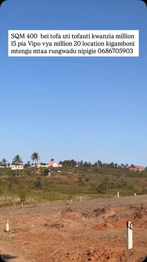 Residential Plot for Sale in Kigamboni Mtengu Rungwadu, Dar Es Salaam (400 sqm)