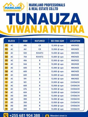 Plots for sale in Ntyuka, Mkonze, Dodoma Plots for sale in Ntyuka, Mkonze, Dodoma