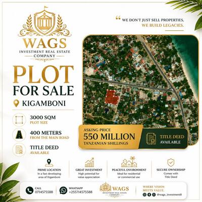 Plot for sale in Kigamboni, Dar Es Salaam sqm 3000 Plot for sale in Kigamboni, Dar Es Salaam sqm 3000
