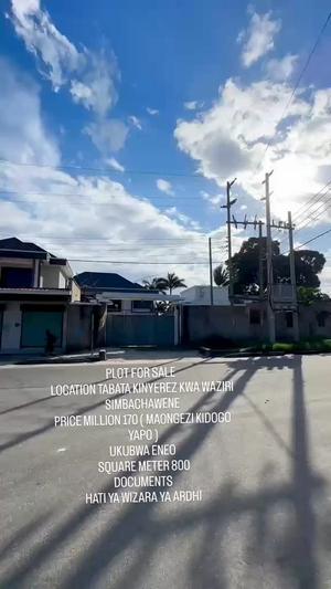 Kiwanja kinauzwa Tabata Kinyerezi Kwa Waziri Simbachawene, Dar Es Salaam sqm 800