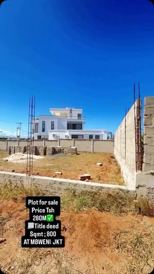 Plot for sale in Mbweni Jkt, Dar Es Salaam sqm 800