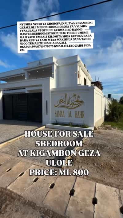 Nyumba ya vyumba vitano inauzwa KIGAMBONI GEZAULOLE, Dar Es Salaam