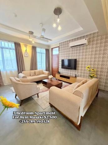 Apartment (Furnished) ya vyumba vitatu inapangishwa Masaki, Dar Es Salaam