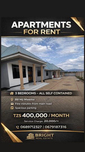 Apartment ya vyumba vitatu inapangishwa Mji Mwema, Mara