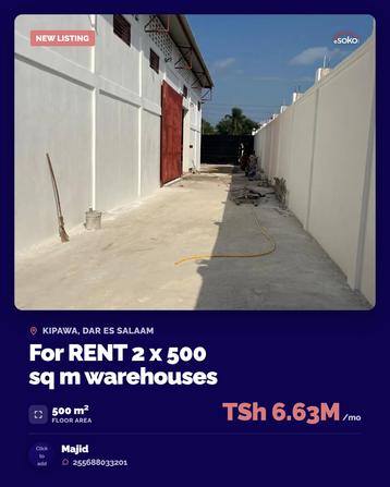 Godauni, Ghala inapangishwa Kipawa, Dar Es Salaam (500 sqm) Godauni, Ghala inapangishwa Kipawa, Dar Es Salaam (500 sqm)