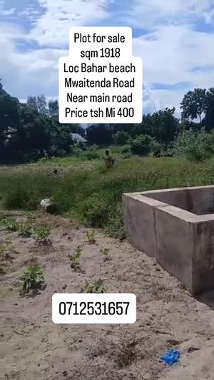 Kiwanja kinauzwa Bahar Beach, Dar Es Salaam sqm 1918