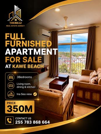 Apartment (Furnished) ya vyumba vitatu inauzwa Kawe Beach, Dar Es Salaam Apartment (Furnished) ya vyumba vitatu inauzwa Kawe Beach, Dar Es Salaam