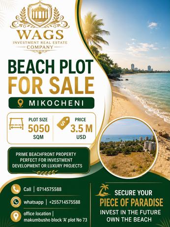 Beach Plot kinauzwa Mikocheni, Dar Es Salaam (5050 sqm) Beach Plot kinauzwa Mikocheni, Dar Es Salaam (5050 sqm)