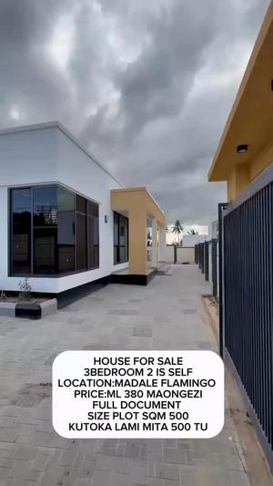 Nyumba ya vyumba vitatu inauzwa Madale Flamingo, Dar Es Salaam (500 sqm)
