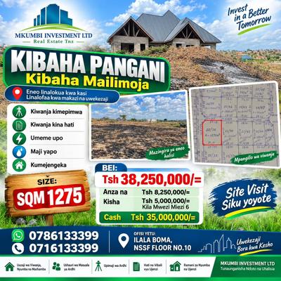 Residential Plot for Sale in Kibaha Mailimoja, Pwani (1275 sqm) Residential Plot for Sale in Kibaha Mailimoja, Pwani (1275 sqm)