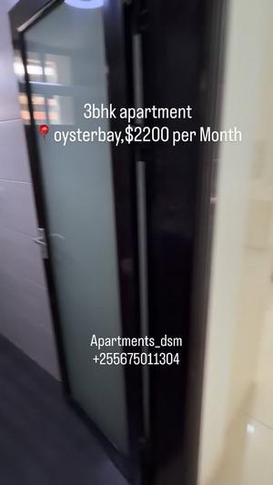Apartment ya vyumba vitatu inapangishwa Oysterbay, Dar Es Salaam