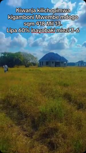 Plot for sale in Mwembe Mdogo, Dar Es Salaam sqm 418 Plot for sale in Mwembe Mdogo, Dar Es Salaam sqm 418