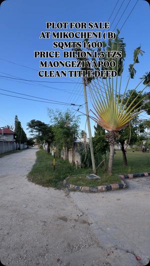 Kiwanja kinauzwa Mikocheni B, Dar Es Salaam sqm 1400