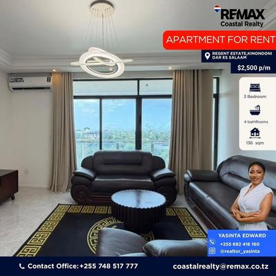 Apartment (Furnished) ya vyumba vitatu inapangishwa Mikocheni, Dar Es Salaam