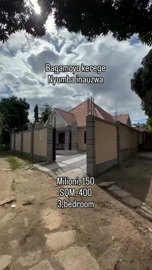 Nyumba ya vyumba vitatu inauzwa Bagamoyo Kerege, Pwani