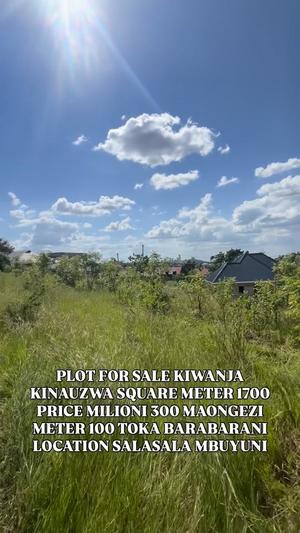 Kiwanja kinauzwa Salasala Poli Poah, Dar Es Salaam sqm 1700 Kiwanja kinauzwa Salasala Poli Poah, Dar Es Salaam sqm 1700