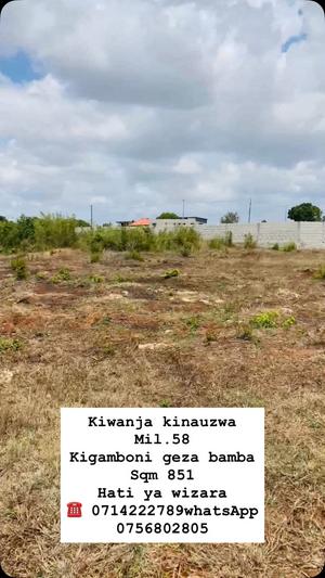 Residential Plot for Sale in Kigamboni geza bamba, Dar Es Salaam (851 sqm) Residential Plot for Sale in Kigamboni geza bamba, Dar Es Salaam (851 sqm)