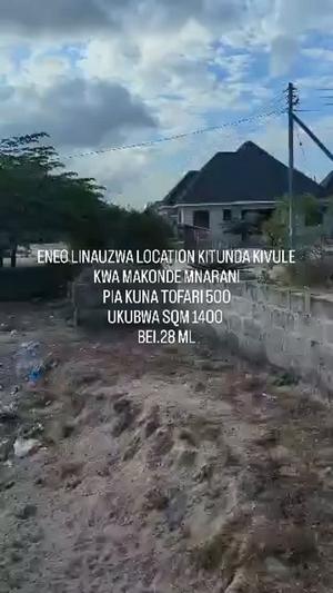 Residential Plot for Sale in Kitunda Kivule Kwa Makonde Mnarani, Dar Es Salaam (1400 sqm)