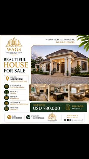 Nyumba ya vyumba vitano inauzwa Mikocheni, Dar Es Salaam (520 sqm) Nyumba ya vyumba vitano inauzwa Mikocheni, Dar Es Salaam (520 sqm)
