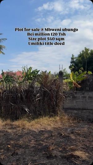 Residential Plot for Sale in Mbweni Ubungo, Dar Es Salaam (540 sqm)