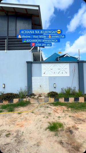 Nyumba ya vyumba vitatu inauzwa Kigamboni Mwasonga, Dar Es Salaam (500 sqm)