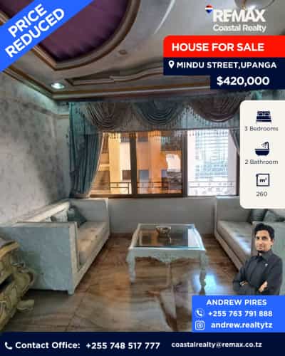 Apartment (Furnished) ya vyumba vitatu inauzwa Upanga West, Dar Es Salaam (260 sqm)