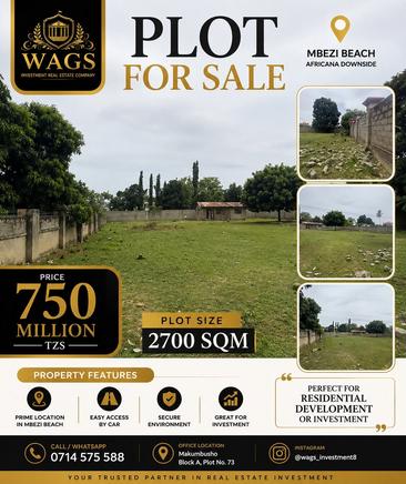 Kiwanja kinauzwa Mbezi Beach Africana, Dar Es Salaam sqm 2700 Kiwanja kinauzwa Mbezi Beach Africana, Dar Es Salaam sqm 2700