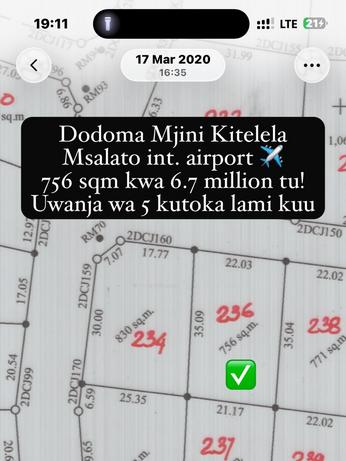 Kiwanja kinauzwa Kitelela, Dodoma (756 sqm) Kiwanja kinauzwa Kitelela, Dodoma (756 sqm)