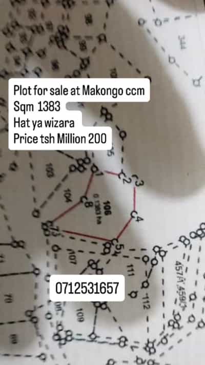 Kiwanja kinauzwa Makongo Juu CCM, Dar Es Salaam (1383 sqm)