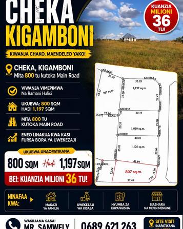 Kiwanja kinauzwa Cheka, Kigamboni, Dar Es Salaam (800 sqm) Kiwanja kinauzwa Cheka, Kigamboni, Dar Es Salaam (800 sqm)